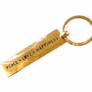 JAECI Gold “Peace + Love = Happiness” Cutout Keychain
